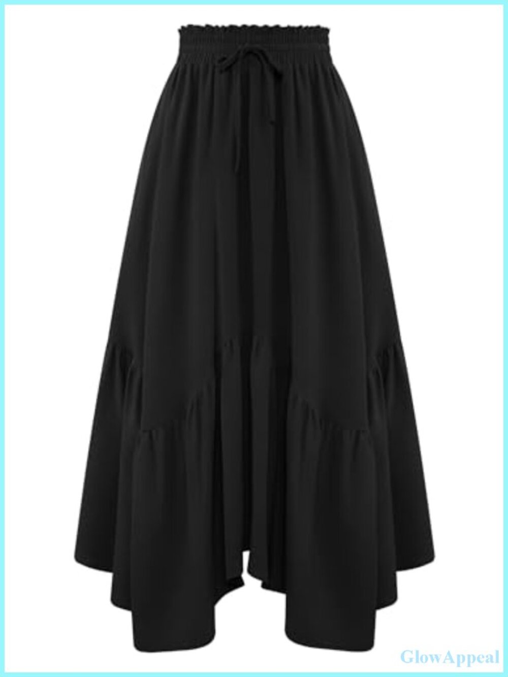 Women's High Waist Maxi Skirt Ruffle Hem A-Line Flowy with Pockets